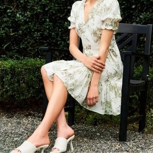 ANTONIO MELANI Cleo Linen Wrap Dress in Honeydew Floral Sz 12